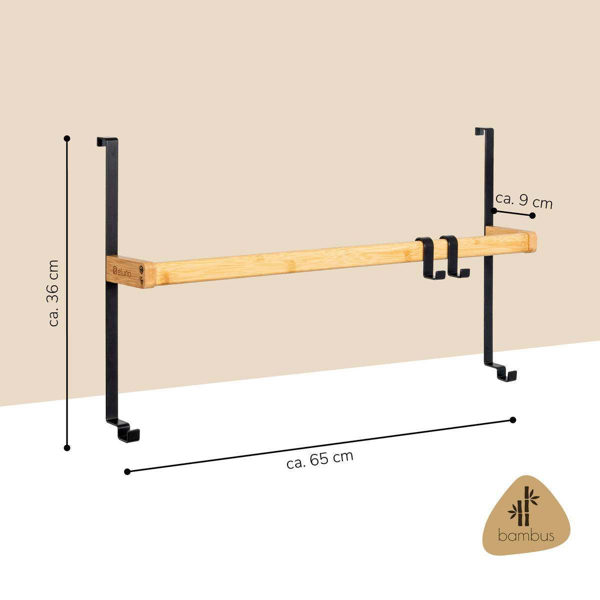 TÜR-HÄNGEREGAL, schwarz - Schwarz, Holz (65/36/9cm) - eluno