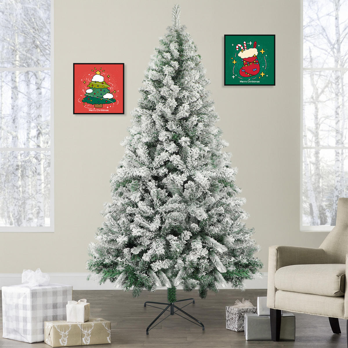 WEIHNACHTSBAUM Kaelthir 100/100/210 cm - Grün, Kunststoff (210cm) - ZMH