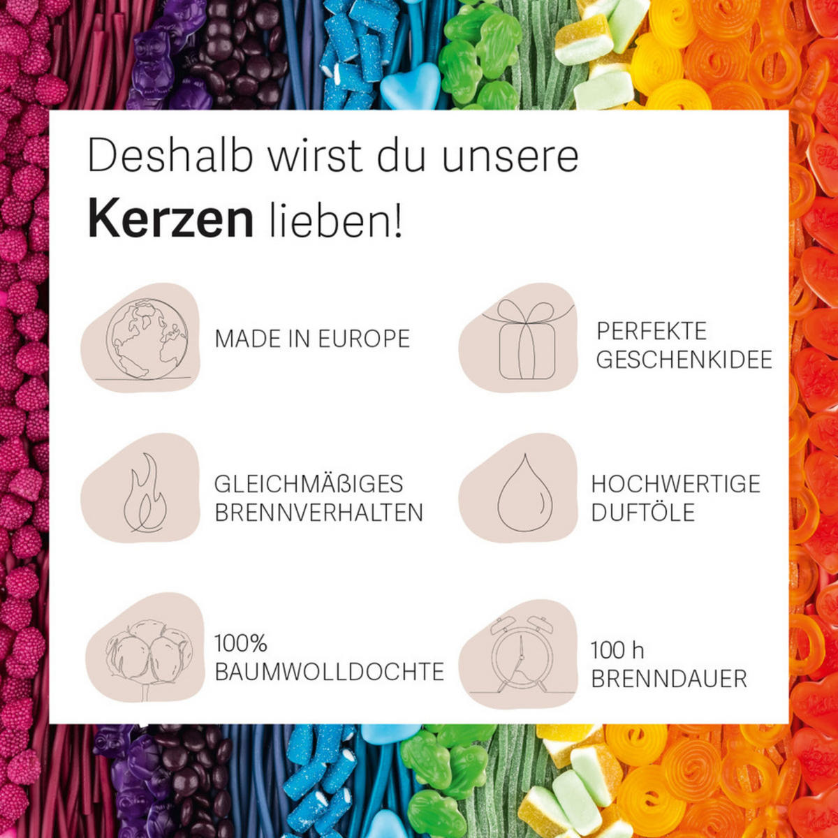 DUFTKERZE Haribo - Türkis, Naturmaterialien/Glas (13cm)