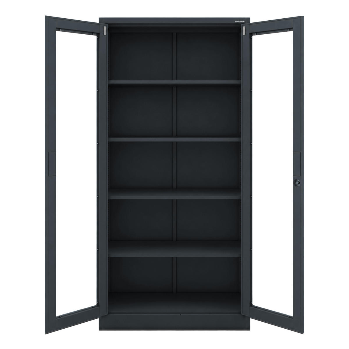 VITRINENSCHRANK Amelia 185x90x40 cm - Anthrazit, Metall (90/185/40cm) - Jan Nowak
