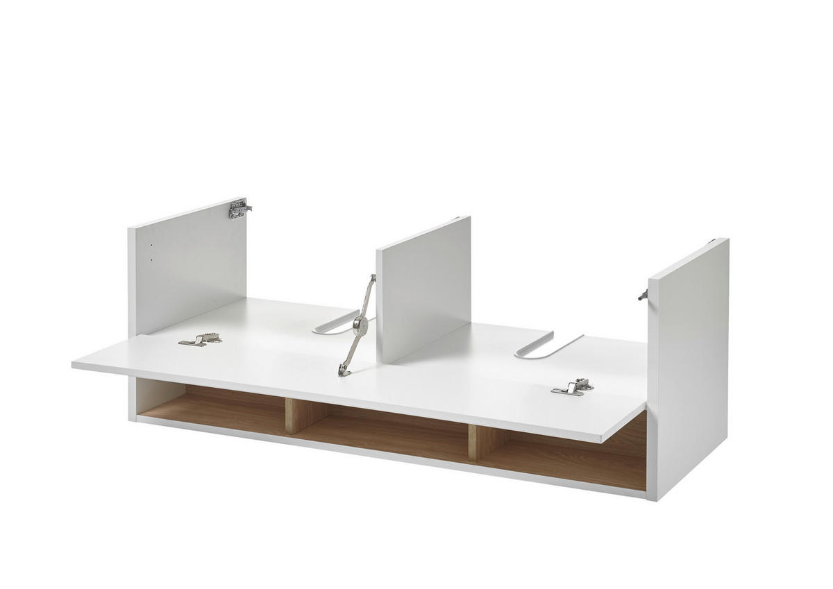 DOPPELWASCHTISCH M20 Weiß Hochglanz & Eiche Dekor 120/42/46 cm ohne Waschbecken - Weiß Hochglanz/Eichefarben, Holzwerkstoff (120/42/46cm) - Livojo