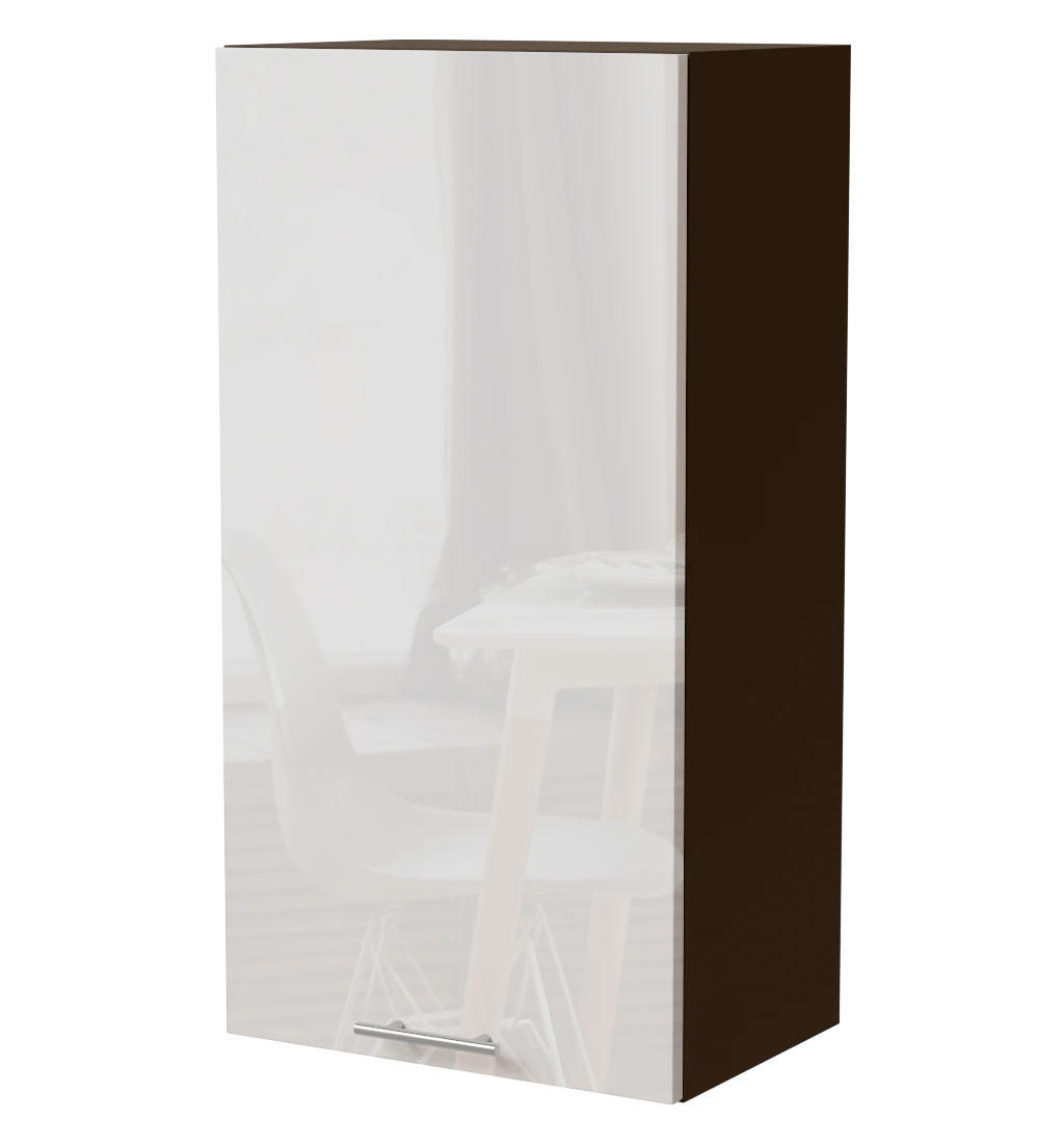 Feldmann-Wohnen Küchenhängeschrank Weiß Hochglanz, Dunkelgrau 50x96x32.5 cm