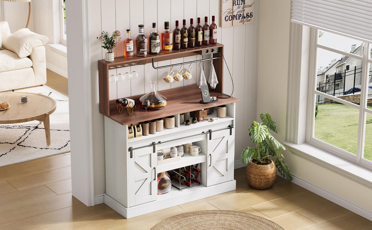 BUFFET Weiß Natur 120/40/130 cm - Weiß, Holz (120/130/40cm) - PANGIVO