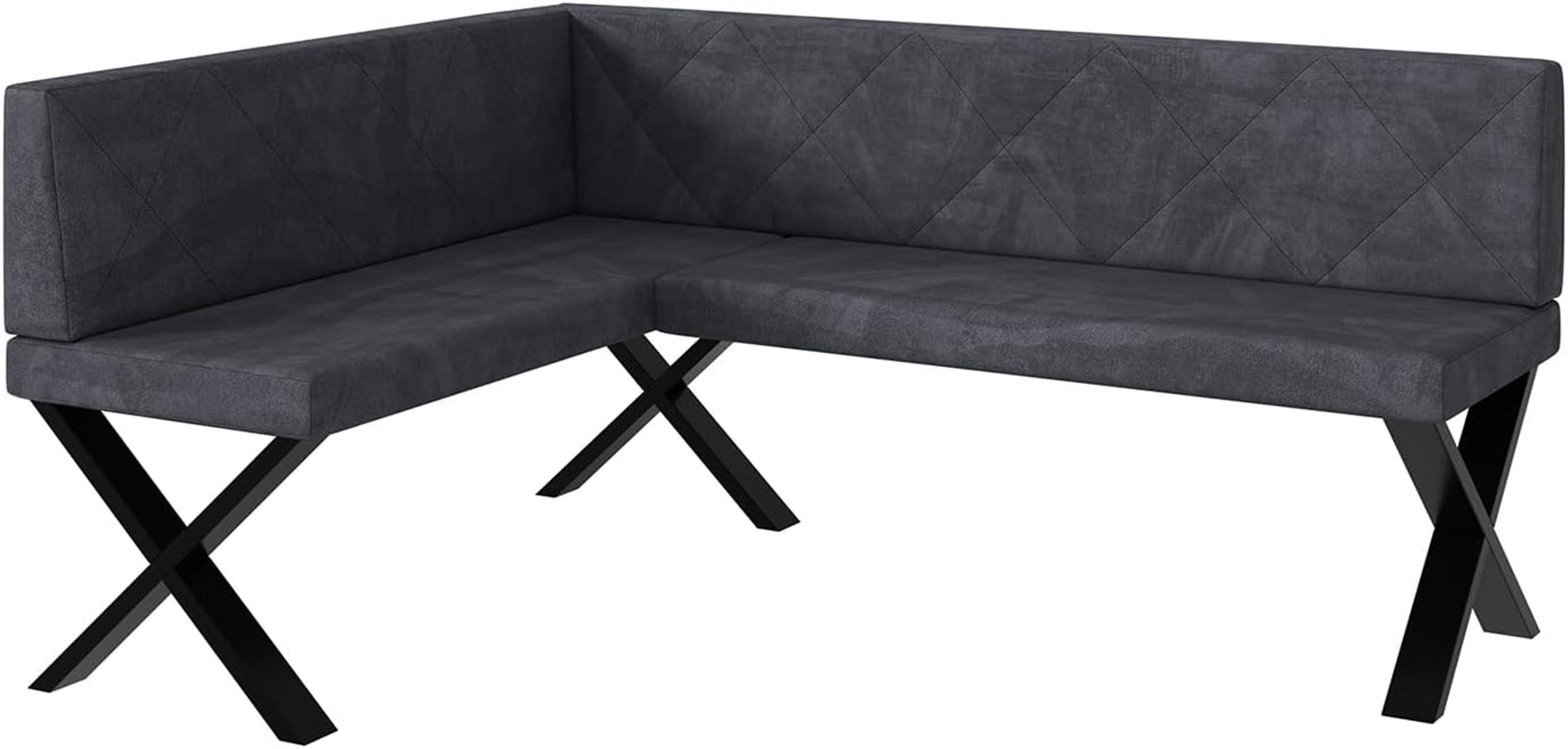 Meblini Eckbank Dunkelgrau 168x128 cm
