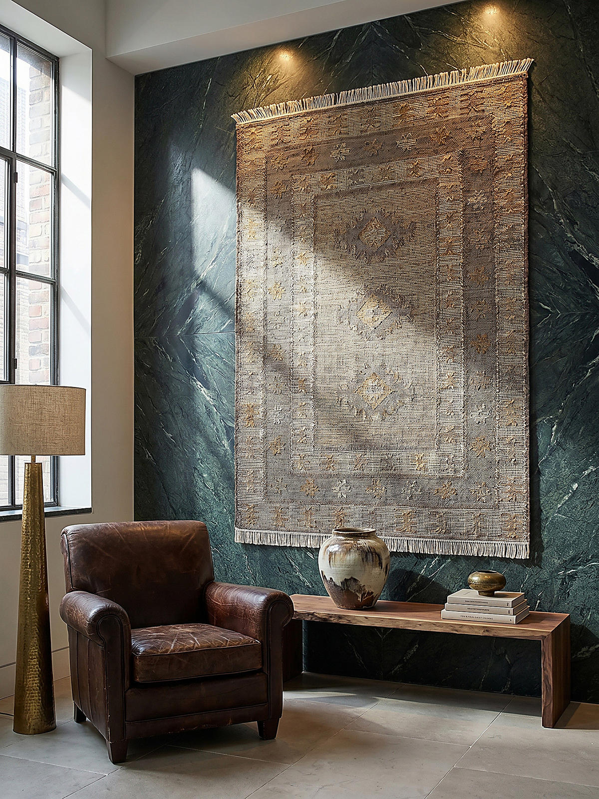NATURTEPPICH handgewebt mit Fransen BERMEO, im Vintage-Stil, Natur, 200 x 290 cm - Beige, Textil (290/200cm) - KADIMA DESIGN