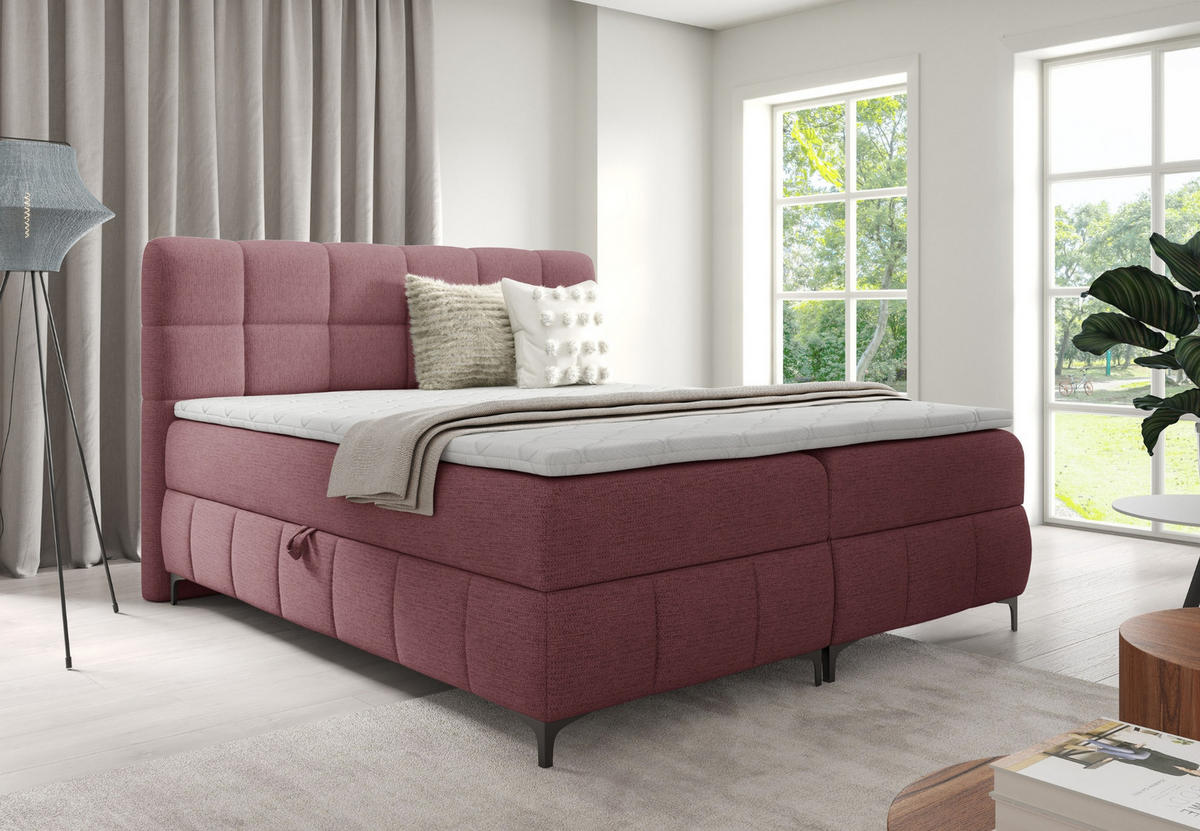 BOXBETT mit Stauraum und Topper 180x200 cm Altrosa - Mauve, Textil (180/200cm) - Home Collective