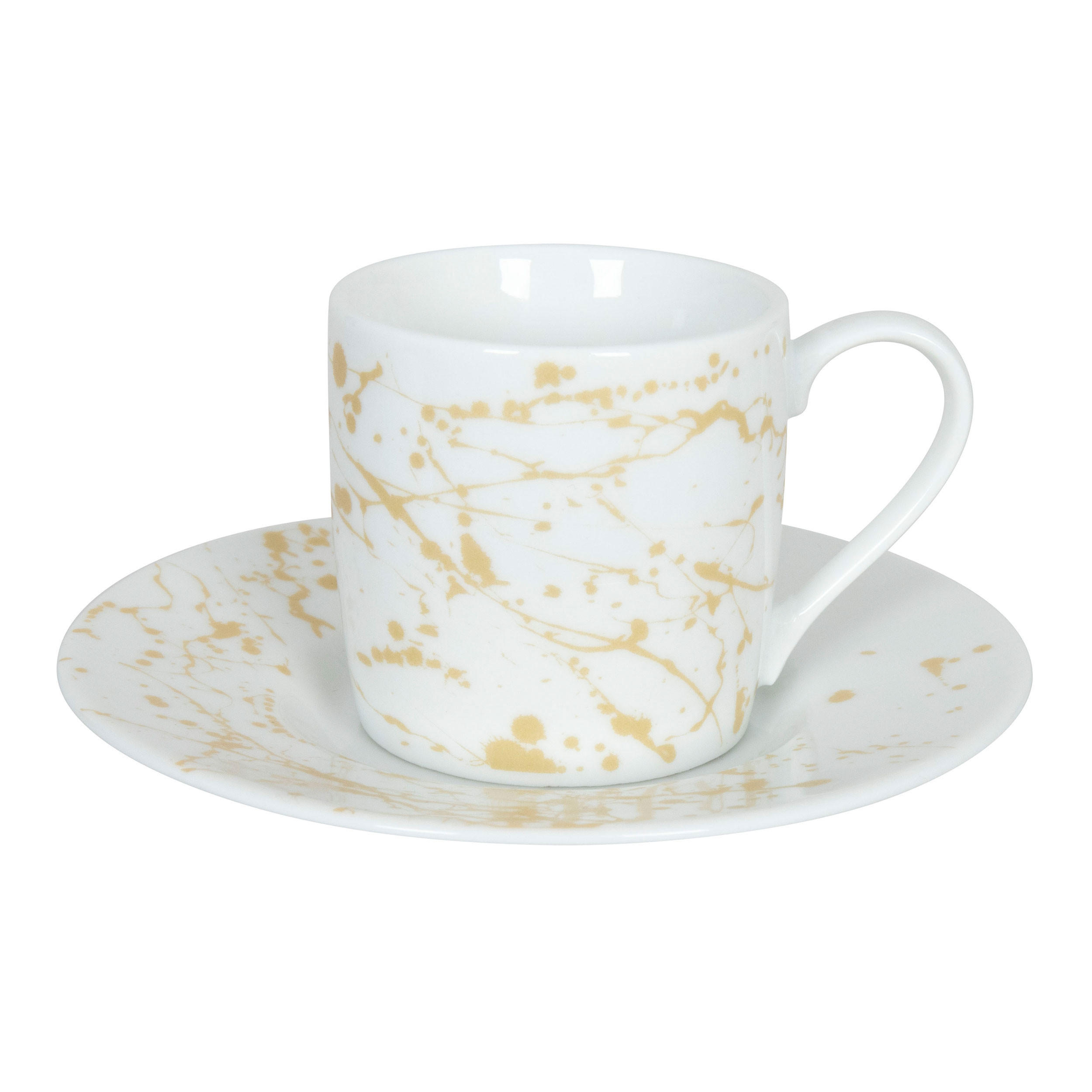 ESPRESSOTASSE mit Untertasse Golden Splash - Naturfarben, Keramik (0.09L) - Könitz