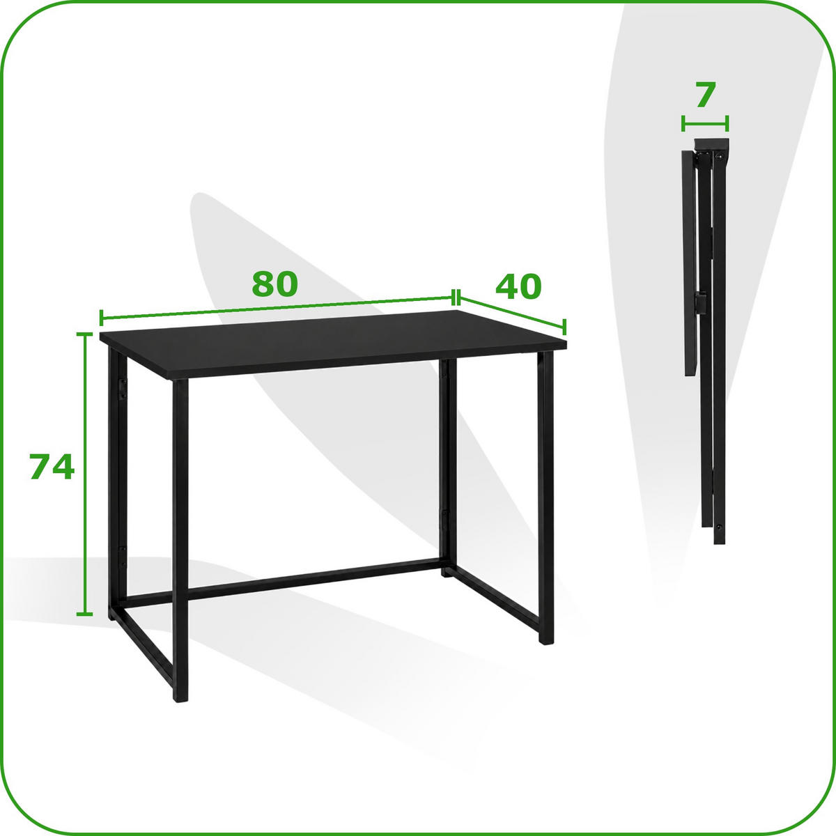 KLAPPSCHREIBTISCH MDF Metall Schwarz 80 x 40 x 74 cm platzsparend - Schwarz, Holzwerkstoff/Metall (40/80/74cm) - Begryf