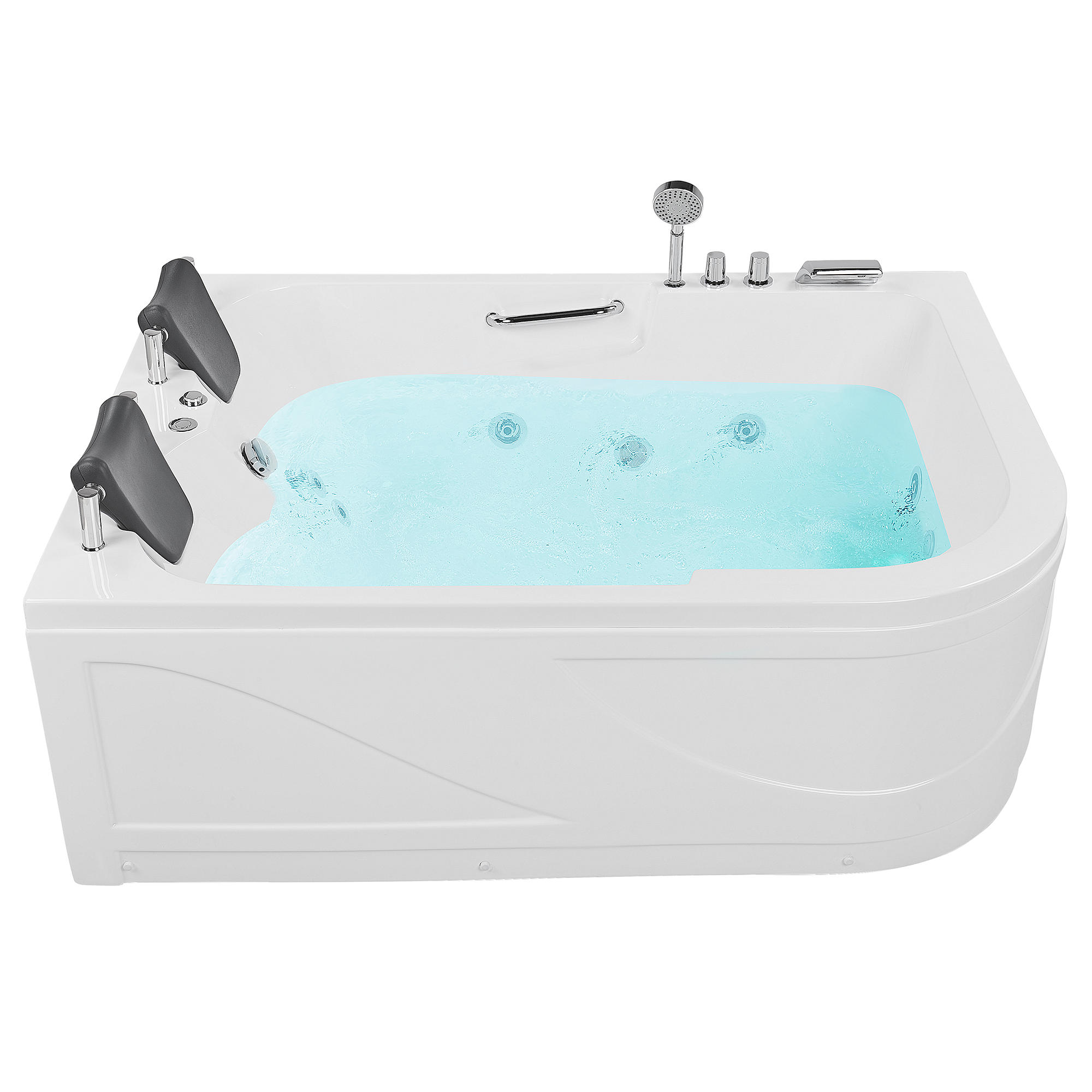 WHIRLPOOL BADEWANNE mit LED 119x170x59 cm weiß Bayamo - Weiß, Kunststoff (119/59/170cm) - Beliani