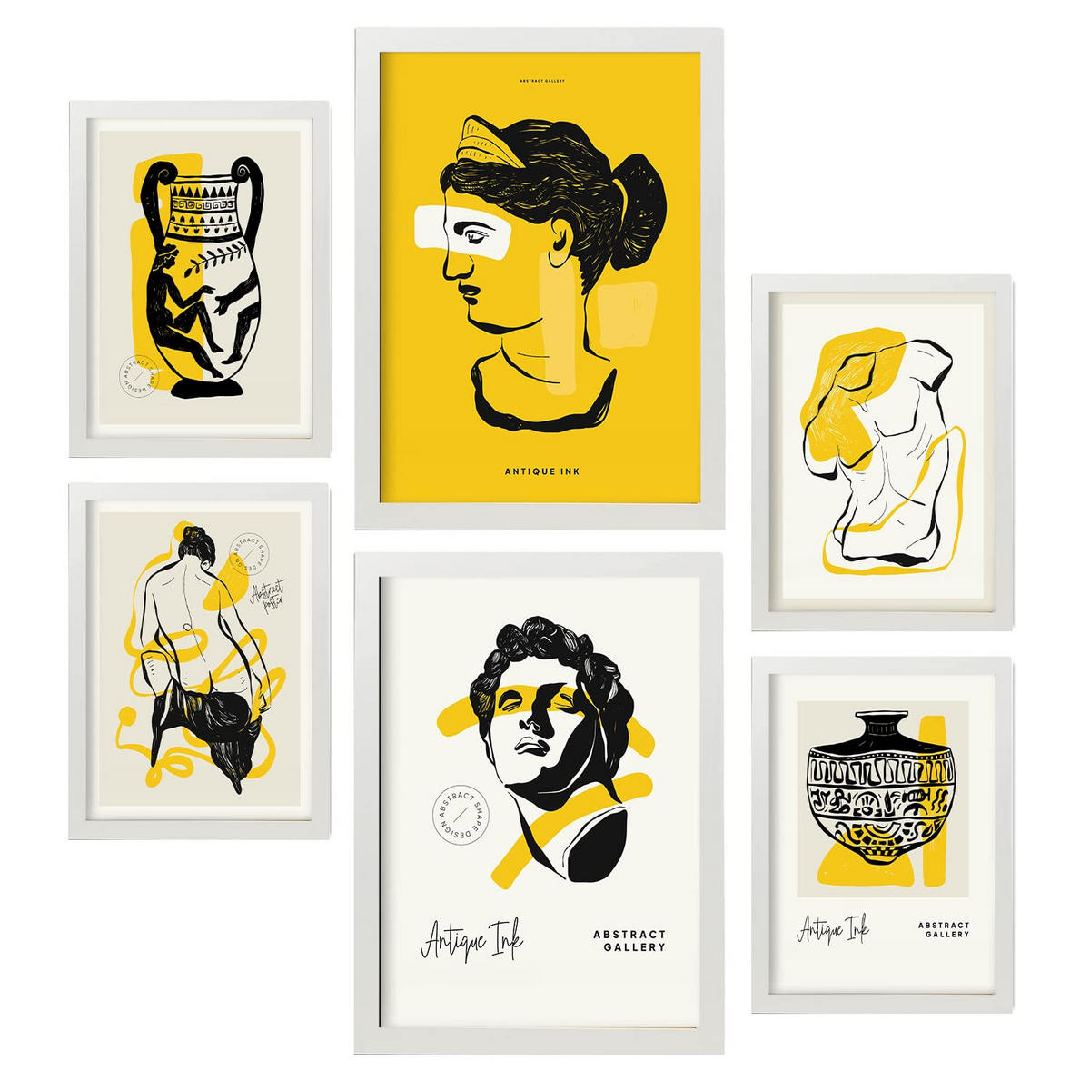 POSTER Set Mit 6 Schwarze Tinte Sexualität Größe A3 & A4 Weißer Rahmen - Weiß, Papier (29.7/1cm) - Nacnic