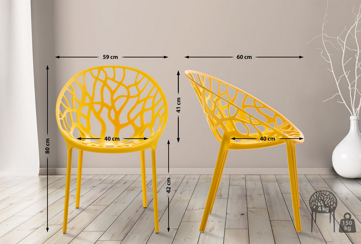 GARTENSTUHL Kunststoff gelb - Gelb, Kunststoff (59/80/60cm) - CLP