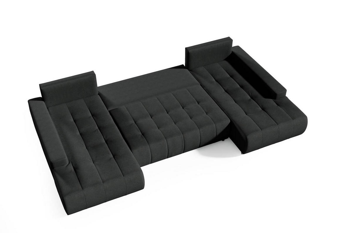 ECKSOFA U-Form für Wohnzimmer MONA Schwarz - Schwarz, Holzwerkstoff (350/85/185cm) - Compleo24