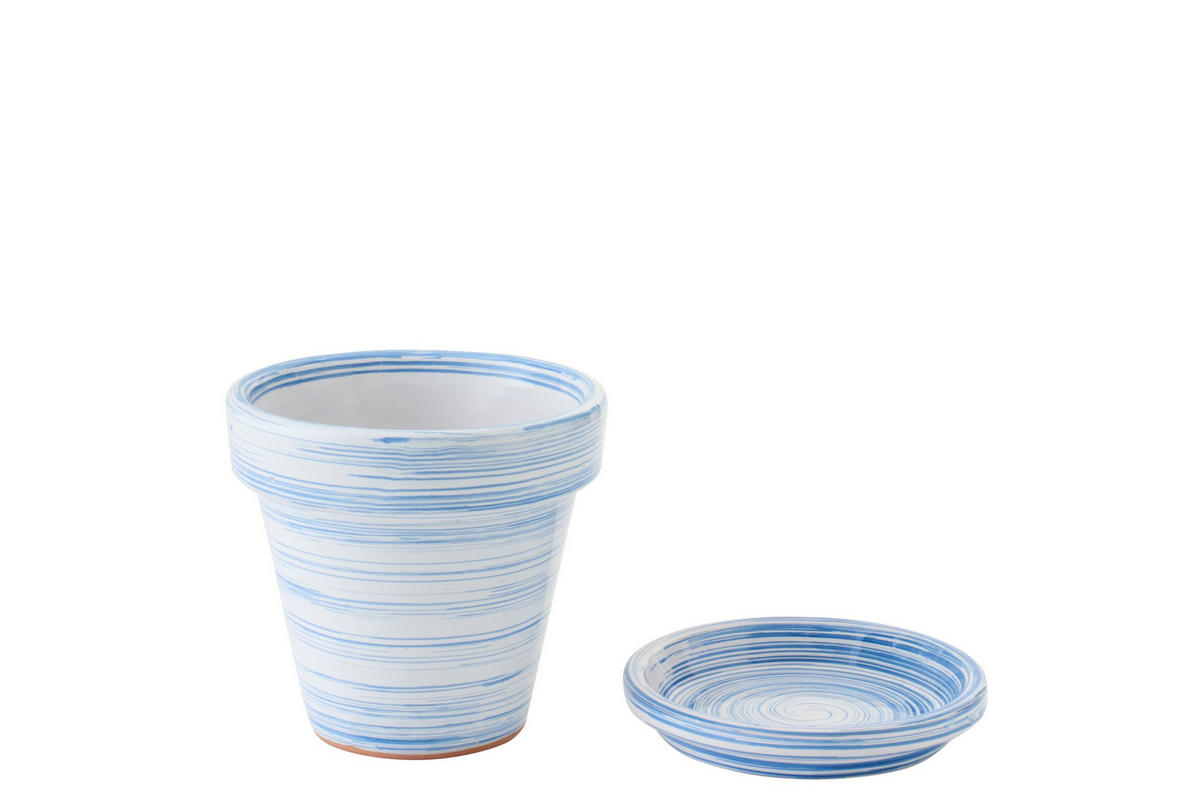 BLUMENTOPF BW - Blau, Keramik (21/19cm) - J-Line