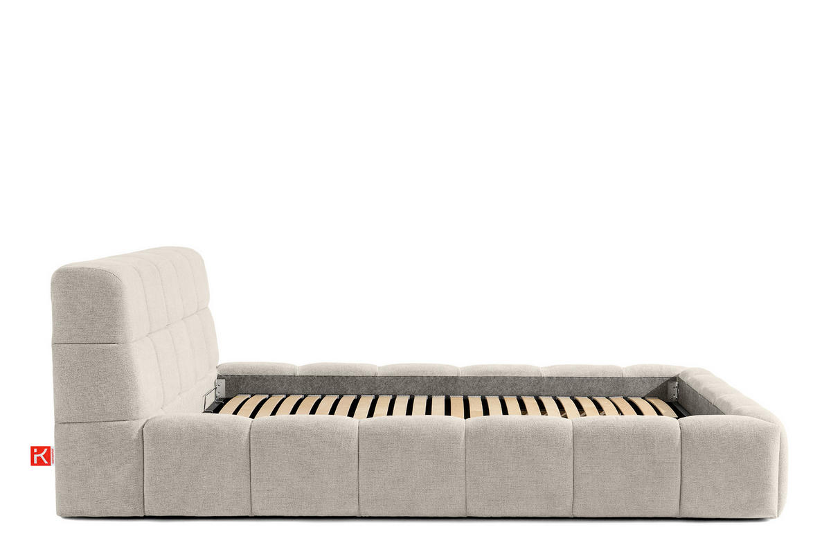 POLSTERBETT AERI 140/160/180/200 mit Rahmen und Bettkasten, ecru - Ecru, Holz/Holzwerkstoff (160/200cm) - KONSIMO®