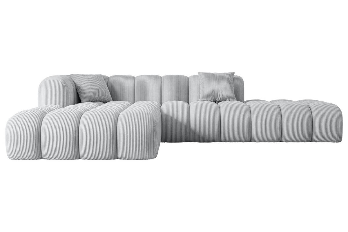 ECKSOFA Ottomane Links OLEA-L2 - 289x176x71 cm Grau Cord - Schwarz/Grau, Holzwerkstoff/Kunststoff (176/289cm) - ALTDECOR
