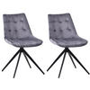 DREHSTUHL 2er Set Samt Dunkelgrau - Dunkelgrau/Schwarz, Textil/Metall (48/82/56cm) - CLP
