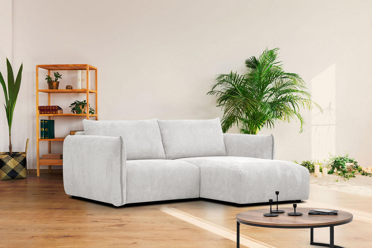 ECKSOFA TAUER 3-Sitzer, weiß - Schwarz/Weiß, Holzwerkstoff/Kunststoff (206/173cm) - Courtois Laville