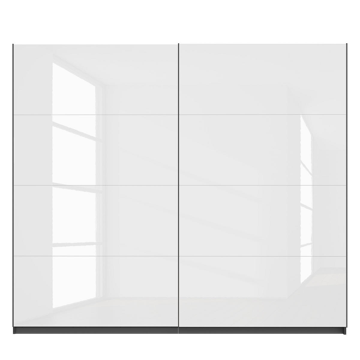 SCHWEBETÜRENSCHRANK - Weiß Hochglanz/Grau, Holzwerkstoff (270/236/68cm) - home24