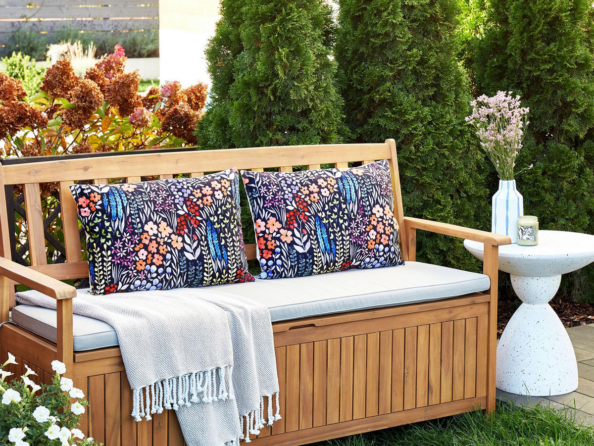 GARTENKISSEN 2er-Set Blumenmuster mehrfarbig 40/60 cm Castelaro - Multicolor, Textil (60/40cm) - Beliani