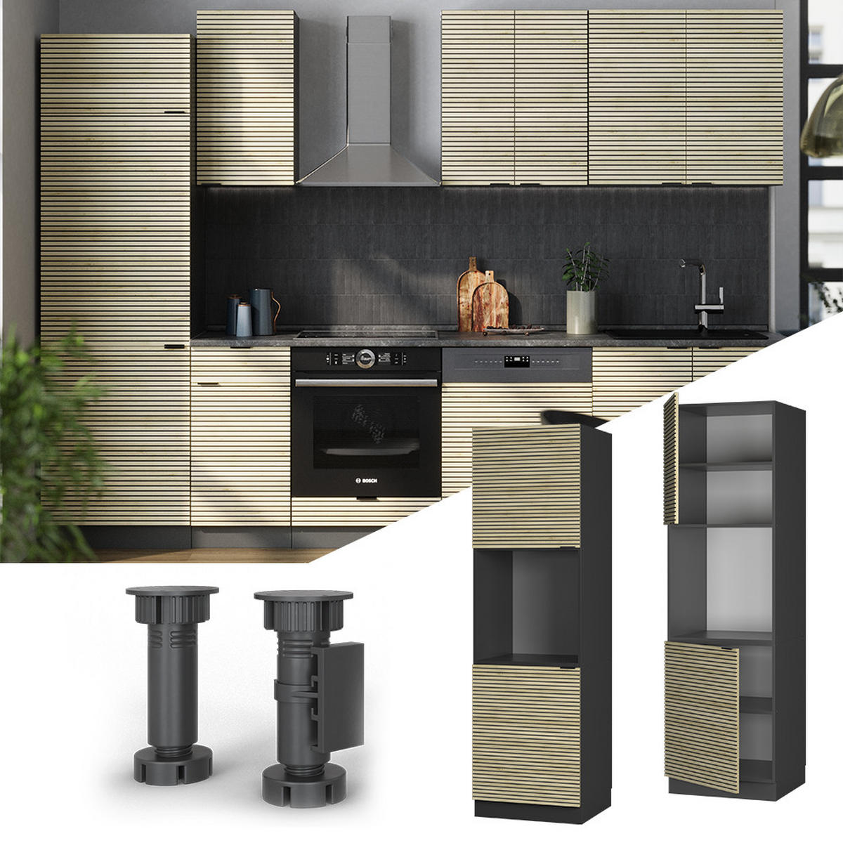 SKŘÍŇKA NA PŘESTAVBU SPORÁKU Fame-Line Dubový panel - antracitová/barva dubu, kompozitní dřevo (60/206.8/58cm) - Vicco