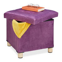 SAMTHOCKER - Lila, Holz/Holzwerkstoff (38/35/38cm) - Relaxdays
