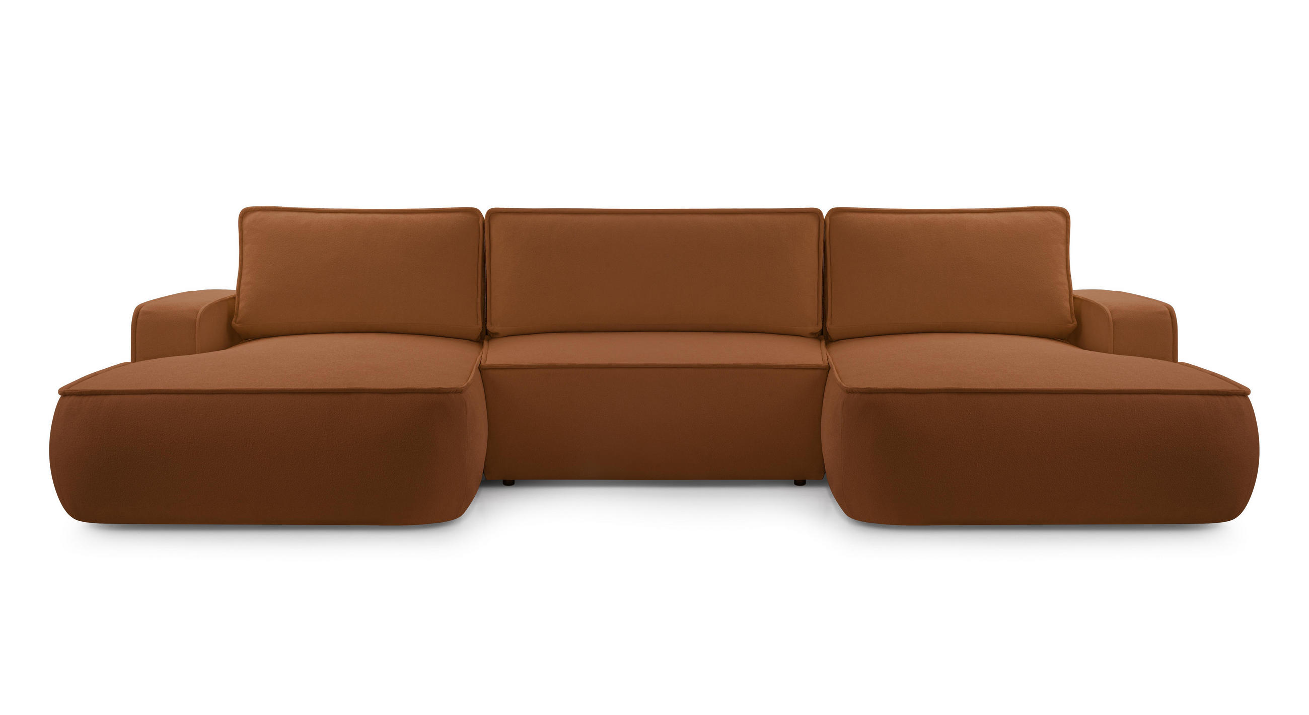 WOHNLANDSCHAFT Ablia Ziegelrot 364/168/87 cm mit Schlaffunktion - Rot/Schwarz, Kunststoff/Textil (364/87/168cm) - AX Living