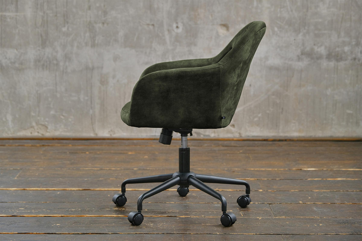 BÜROSTUHL KAYA Grün Velvet - Schwarz/Grün, Textil (64/79/61cm) - KAWOLA
