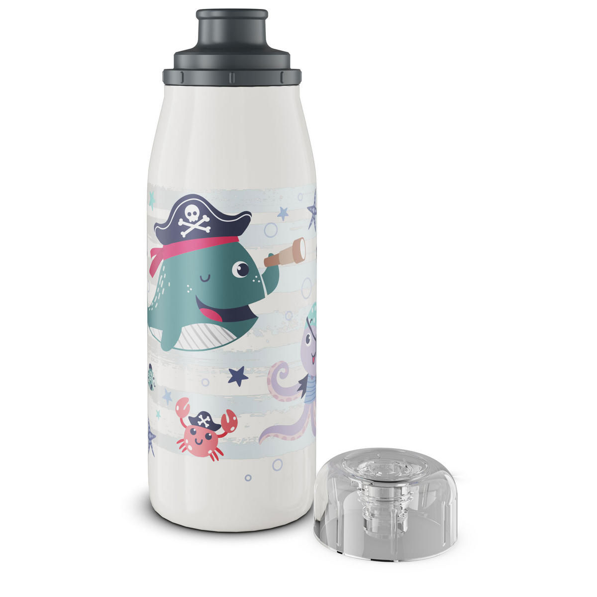ISOLIER-TRINKFLASCHE KIDS ISO BOTTLE brave pirates 350 ml - Weiß/Grün, Metall (0.35L) - Alfi