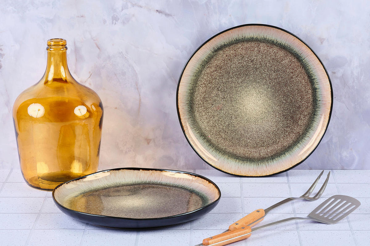 SERVIERPLATTEN Iris Ø32cm - 2er-Set - Wildbraun - Braun, Keramik (32/3.5/32cm) - Björn