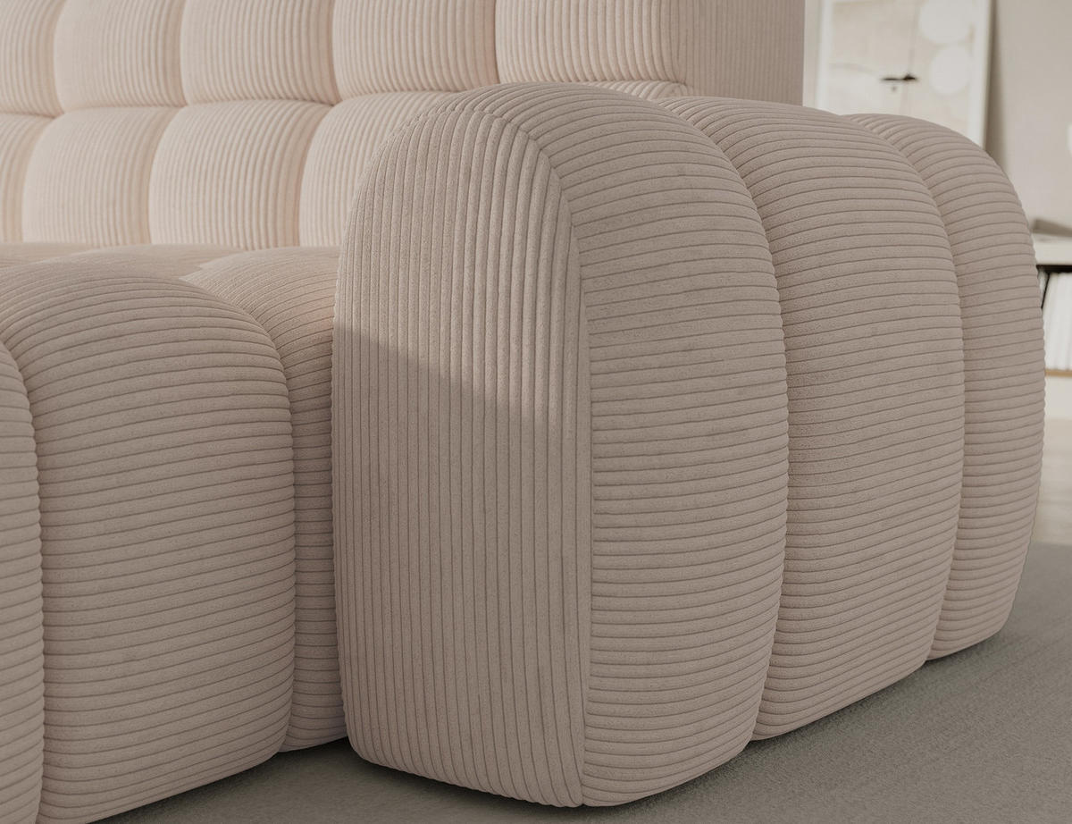 ECKSOFA Lorveno R - Creme (Jarell 20) - Creme, Holzwerkstoff (283/165cm) - Möblo