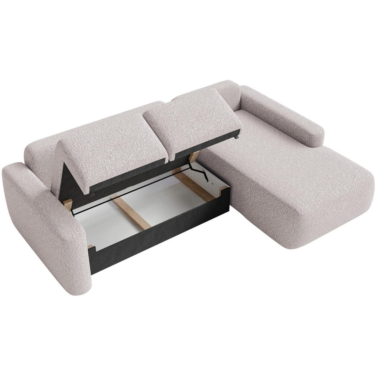 ECKSOFA Carnos Mini Beige Chenille - Beige/Schwarz, Kunststoff/Textil (164/238cm) - Selsey