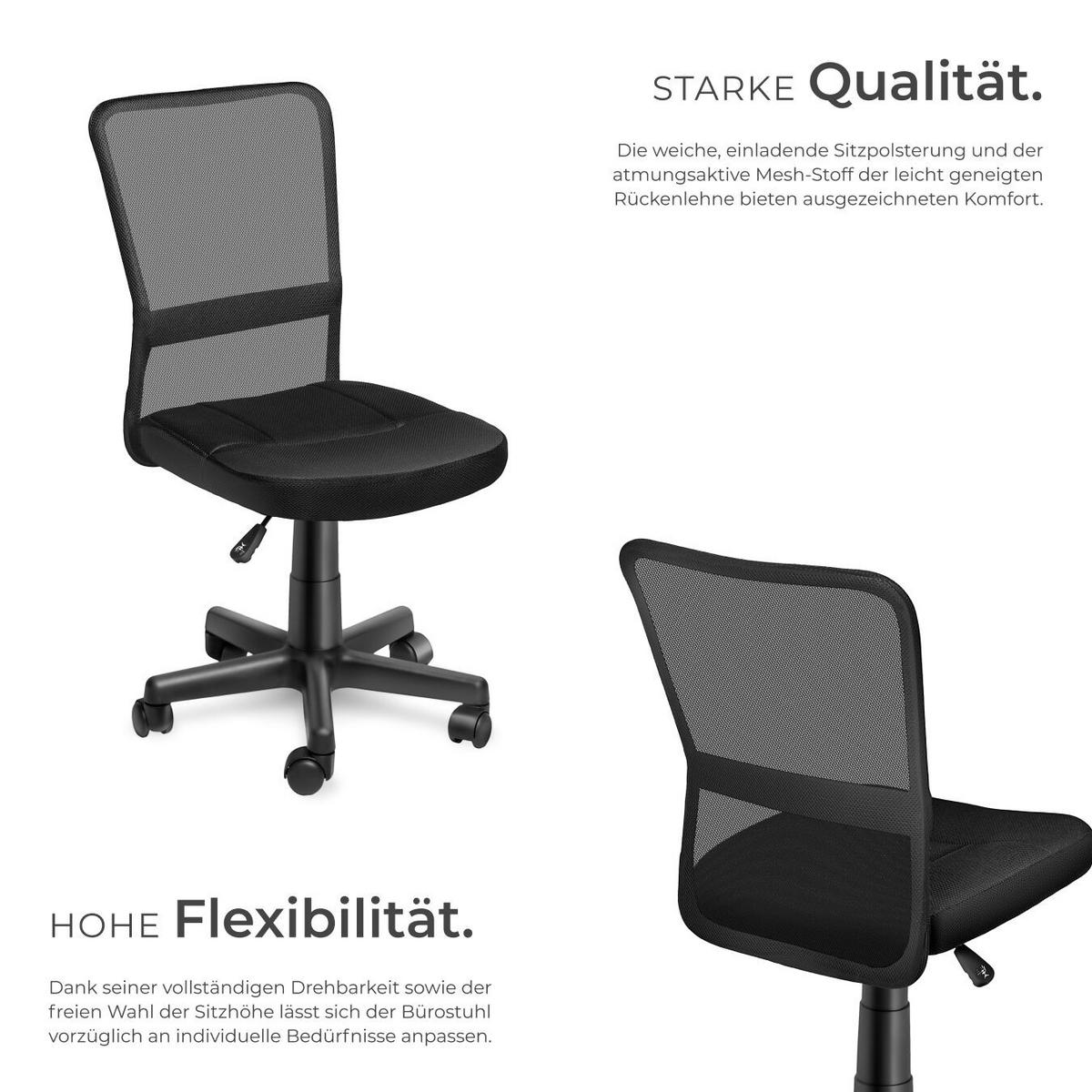 BÜROSTUHL Patrick, stufenlos höhenverstellbar, schwarz - Schwarz, Textil (50/95/43cm) - tectake