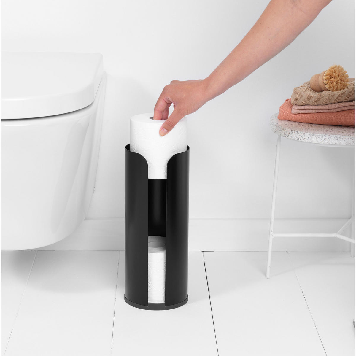 TOILETTENROLLEN-SPENDER, Matt Black, für 3 Rollen - Schwarz, Metall (13.2/32.1/13.2cm) - Brabantia