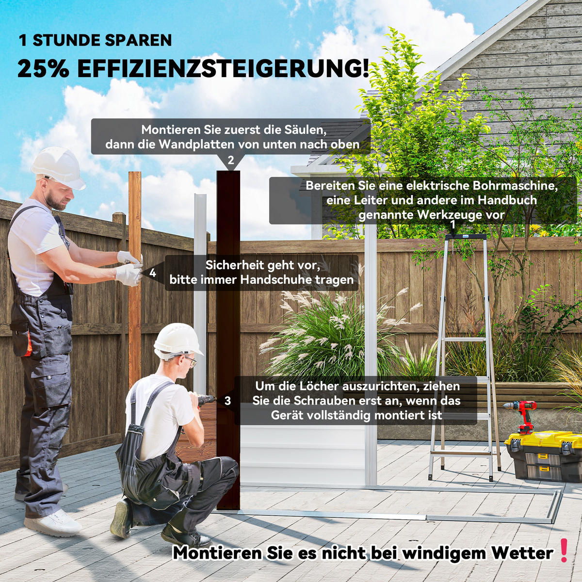 GARTENSCHUPPEN DE-08119 mit Doppelschiebetür & Fenster, Holzoptik Braun - Braun, Metall (152/208.7/235.7cm) - ComfortXL