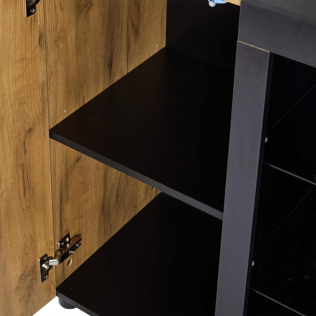 SIDEBOARD in Braun Buffetschrank mit 3 Schubladen für Esszimmer und Wohnzimmer, B140/T40/H80cm - Schwarz/Braun, Glas/Holzwerkstoff (140/80/40cm) - STILVORA