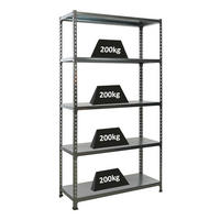 SCHWERLASTREGAL Big Metal Shark HxBxT 200 x 110 x 40 cm Fachlast 200 kg Verzinkt - Silberfarben, Metall (110/200/40cm) - PROREGAL