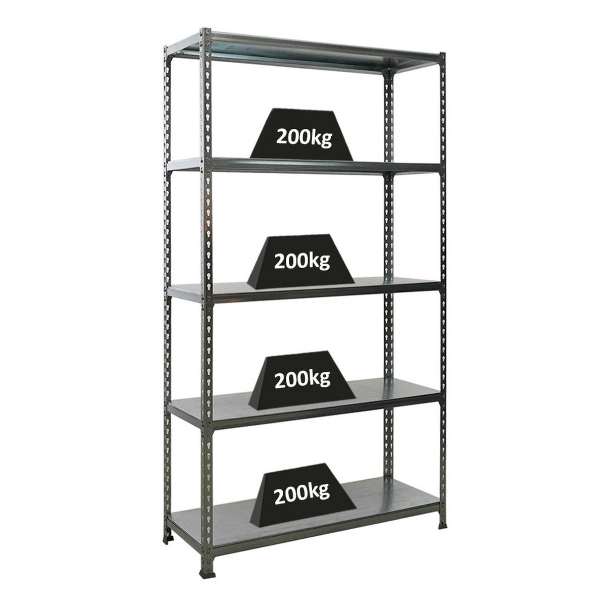 SCHWERLASTREGAL Big Metal Shark HxBxT 200 x 110 x 40 cm Fachlast 200 kg Verzinkt - Silberfarben, Metall (110/200/40cm) - PROREGAL