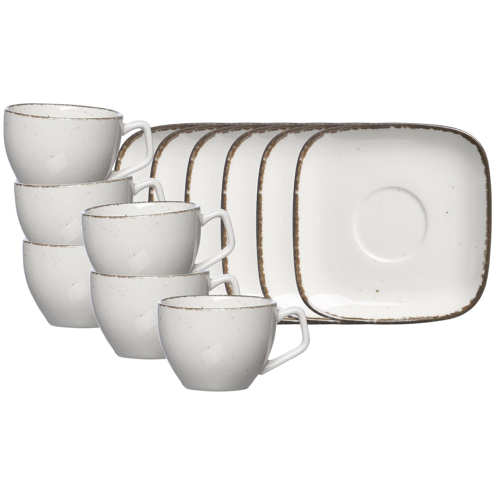 ESPRESSOTASSEN MIT UNTERTASSEN Casa beige 80 ml 6er Set - Beige, Keramik (0.08L) - Ritzenhoff Breker