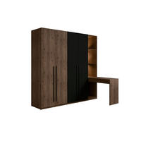 KLEIDERSCHRANK VASSA 226 / 220 / 146 cm in Schwarz / Nussbaum mit Schminktisch - Nussbaumfarben/Schwarz, Holzwerkstoff (226/146/221cm) - Deine Möbel 24