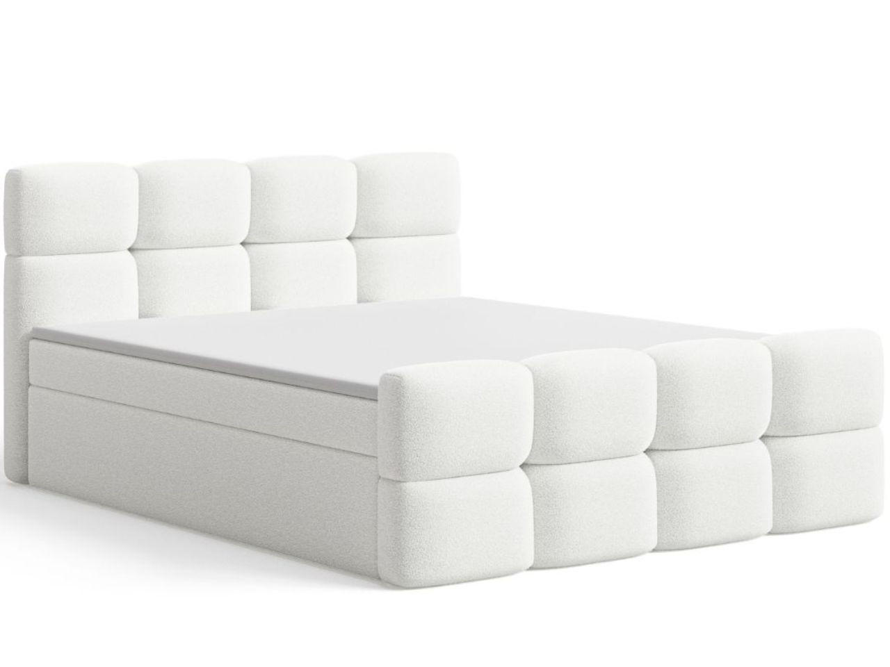 BOXBETT Rivon 180x200 Bouclé-Stoff Creme - Creme, Holz/Textil (180/200cm) - Graingold