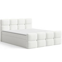 BOXBETT Rivon 180x200 Bouclé-Stoff Creme - Creme, Holz/Textil (180/200cm) - Graingold