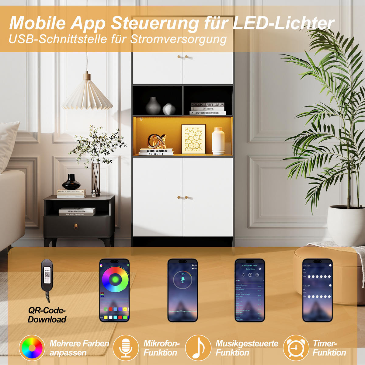 MEHRZWECKSCHRANK, 4 Türen, 3 Fächer, Holz, Schwarz/Weiß, 80x40x185cm - Multicolor, Holzwerkstoff (40/185/80cm) - FLIEKS