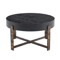 BEISTELLTISCH 68/68/39 cm mit runder Tischplatte und stabilem Kreuzfußgestell in Holzoptik, Schwarz - Schwarz, Holzwerkstoff (68/68/39cm) - Redom