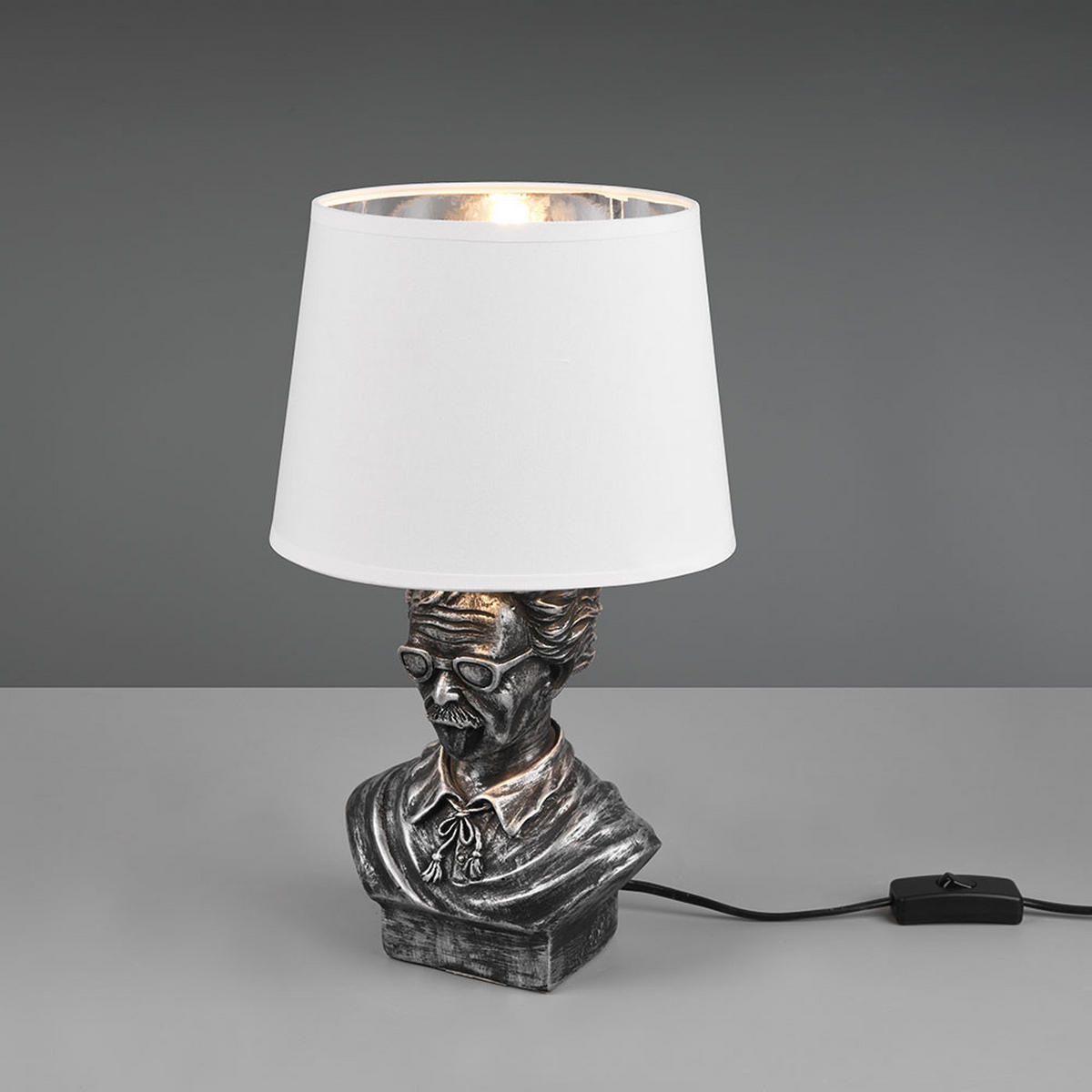 TISCHLEUCHTE Keramik Silber Weiß - Weiß, Textil (21/21/36cm)