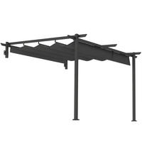 PAVILLON, 3 x 3 m Pergola, Winddichtes Terrassendach, Wandmontage, Verstellbares Dach, für Garten, Terrasse, Dunkelgrau - Dunkelgrau, Metall (297/230/297cm)