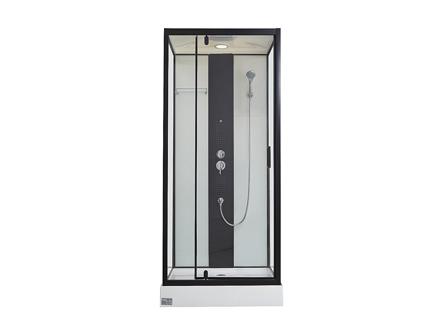 DUSCHKABINE - 90 cm x 90 cm - metall - schwarz Primea - Schwarz, Glas/Metall (90/90/215cm) - Vente-Unique