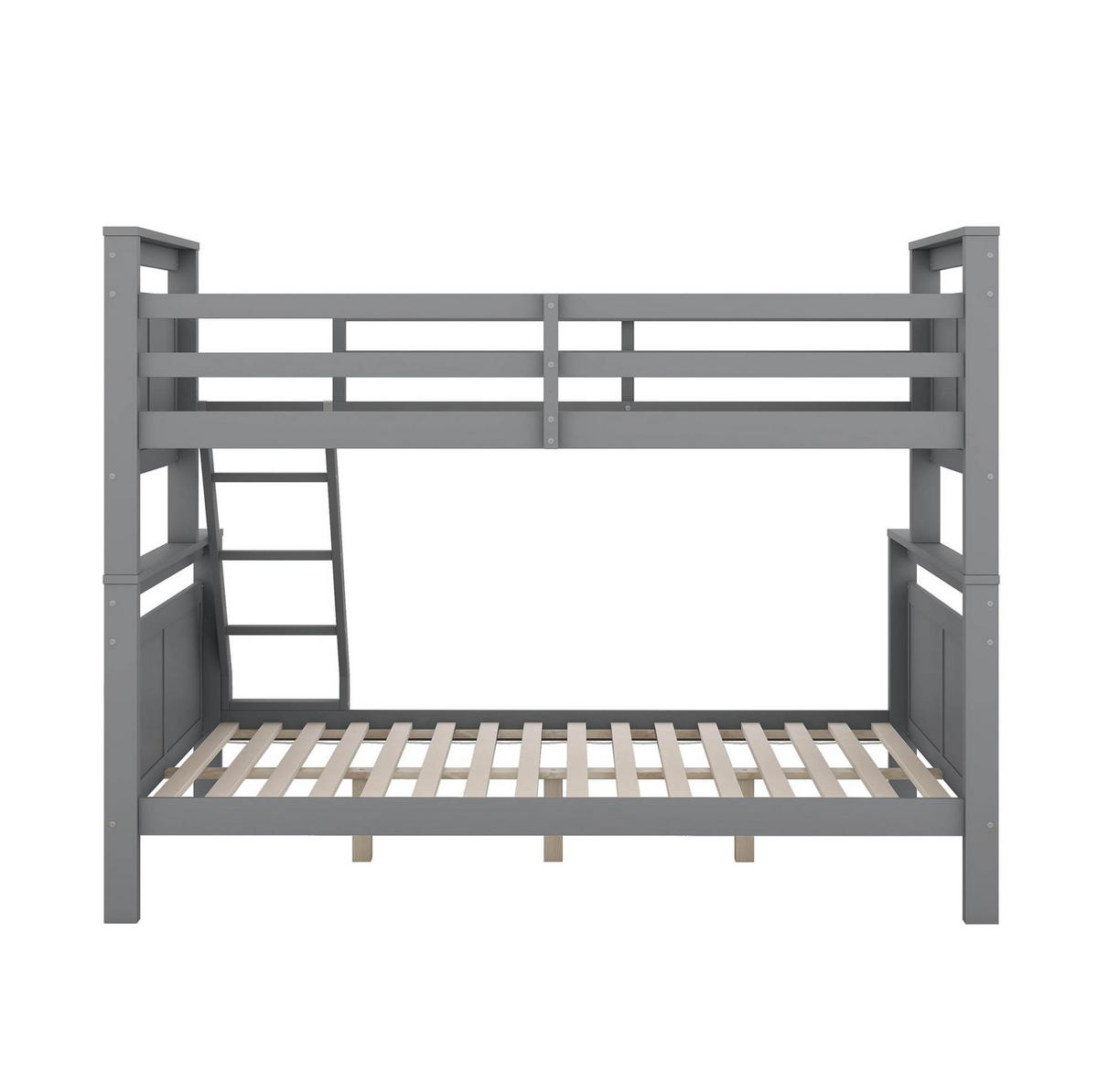 ETAGENBETT aus Kiefernholz 90/140x200 cm Grau mit Leiter, Sicherheitsgeländer und Umbaufunktion - Grau, Holzwerkstoff (140/200cm) - Modfu