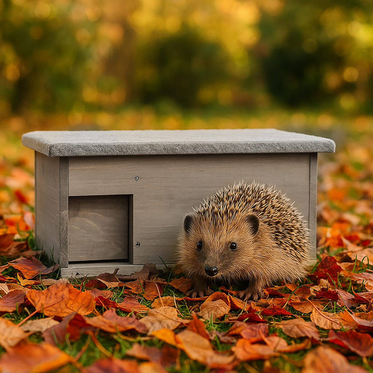 IGELHAUS - Grau, Holz/Textil (46/21/34cm) - Relaxdays