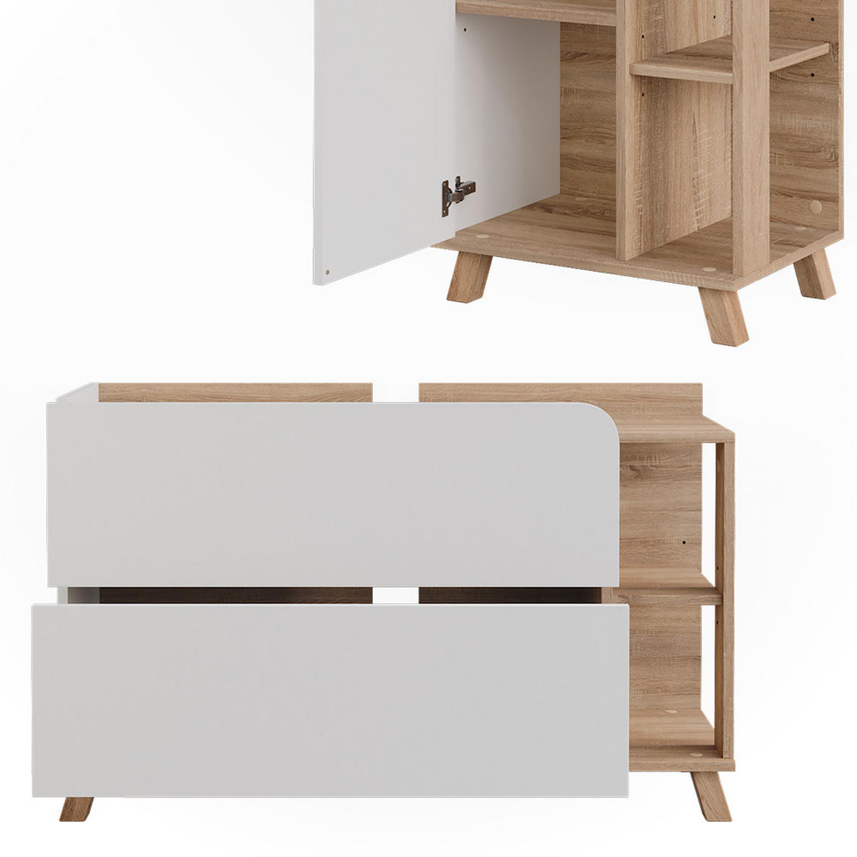 BADMÖBEL-SET Karen Sonoma/Weiß 3 Teile - Weiß/Sonoma Eiche, Holzwerkstoff (100/65/35cm) - Vicco