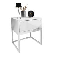 NACHTTISCH BLANCO LOFT Weiß Hochglanz auf weißem Gestell PUSH OPEN - Weiß Hochglanz, Holzwerkstoff (45/53/37cm) - Lookway